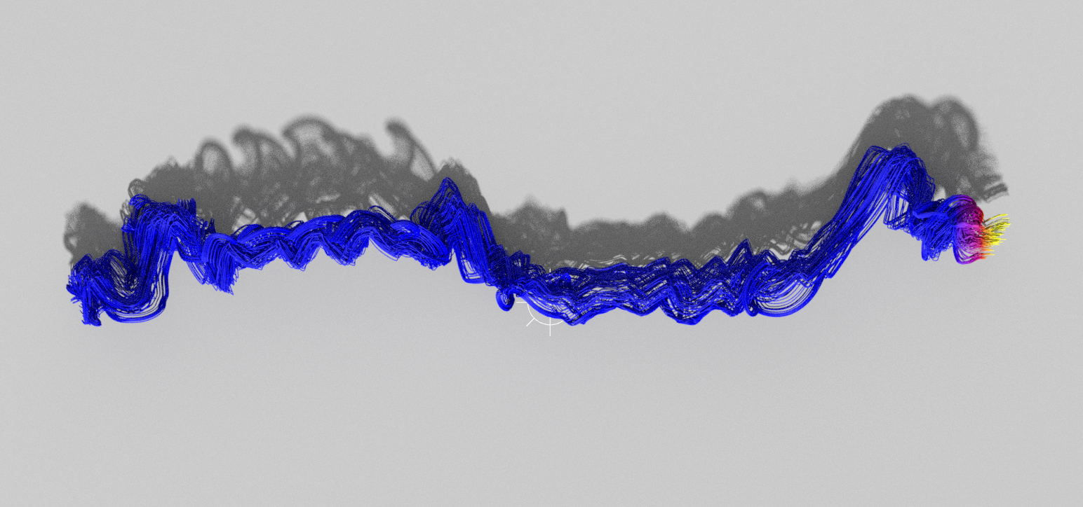 Trailing striated space — generative dance visualization for SC2025