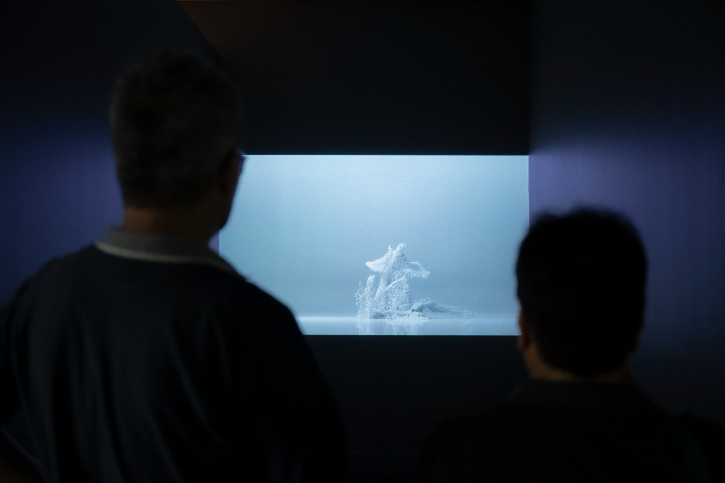 It Takes One Breath — Care in the Code, Bankstown Arts Centre. Single-channel installation with observers.